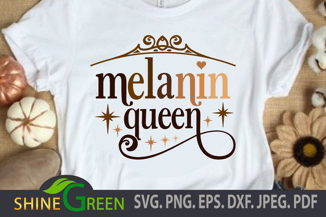 Melanin Queen SVG for Black Woman, Afro Girls SVG Shine Green Art 