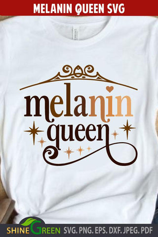 Melanin Queen SVG for Black Woman, Afro Girls SVG Shine Green Art 