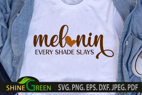 Melanin SVG with Heart for Valentine's Day SVG Shine Green Art 
