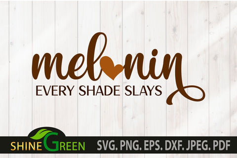 Melanin SVG with Heart for Valentine's Day SVG Shine Green Art 