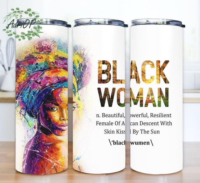 Melanin Women 20oz Skinny Tumbler Png, Black Woman Custom Cups With Lids Pro Black Gift Ideas, Gifts For Black Mom, Grandma Gifts, Faith Love Gifts Sublimation AdriOP 