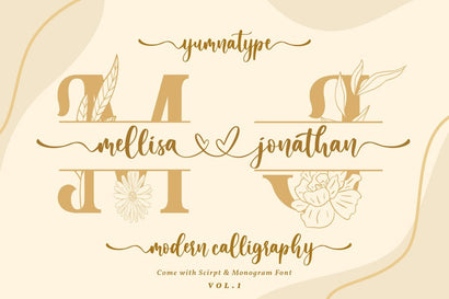 Mellisa Jonathan (Script & Split Monogram Font) Font yumnatype 