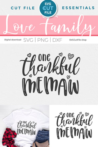 Memaw svg, one thankful memaw, cute memaw gift idea SVG SVG Cut File 