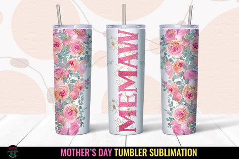 Memaw Tumbler Sublimation I Mothers Day Tumbler Wrap PNG Sublimation Happy Printables Club 
