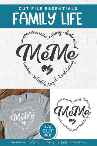 MeMe svg, Grandma MeMe svg, Me Me heart svg, cute gift, mother's day MeMe, new grandma svg, new grandparent, grandmother, svg dxf png SVG SVG Cut File 