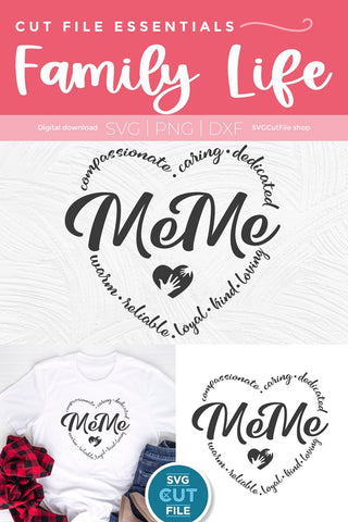 MeMe svg, Grandma MeMe svg, Me Me heart svg, cute gift, mother's day MeMe, new grandma svg, new grandparent, grandmother, svg dxf png SVG SVG Cut File 