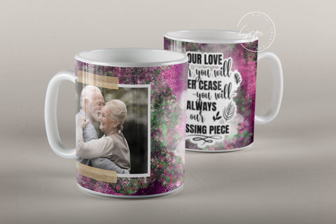Memorial Mug Design, Our Love For You Will Never Cease You Will Always Be Our Missing Piece, Memorial Gift, Picture Memorial Mug, Photo Mug Wrap, 11 & 15 Oz Mug Cricut Sublimation Sublimation Syre Digital Creations 