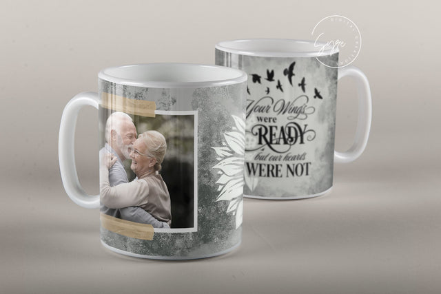 Memorial Mug Design, Your Wings Were Ready, Memorial Gift, Memorial Mug With Picture, Photo Mug Wrap, 11 & 15 Oz Mug Cricut Sublimation Sublimation Syre Digital Creations 