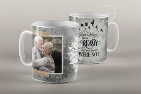 Memorial Mug Design, Your Wings Were Ready, Memorial Gift, Memorial Mug With Picture, Photo Mug Wrap, 11 & 15 Oz Mug Cricut Sublimation Sublimation Syre Digital Creations 