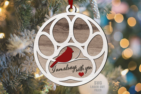 Memorial Pet Ornament SVG | Dog Paw Print SVG | Christmas Ornament SVG Laser Cut Files SVG Cloud9Design 