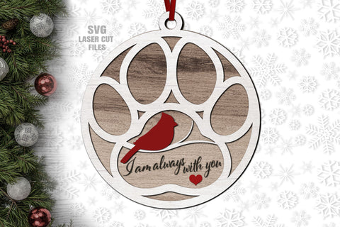 Memorial Pet Ornament SVG | Dog Paw Print SVG | Christmas Ornament SVG Laser Cut Files SVG Cloud9Design 