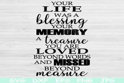 Memorial Svg Files, Memorial Quote Svg, Dxf, Eps, Png Instant Digital Download Design Cut Files For Cricut, Glowforge, Silhouette Vector SVG TiffsCraftyCreations 
