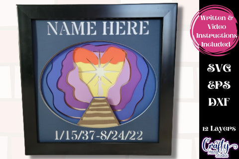 Memorial Svg Shadow Box, 3D Layered Personalized In Memory SVG Crafty Mama Studios 