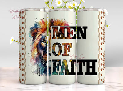Men Of Faith Tumbler PNG, Father's Day Tumbler Wrap, Christian Tumbler PNG, Scripture Bible Verse PNG - 20oz Skinny Tumbler Design Sublimation WillowSageDesign 