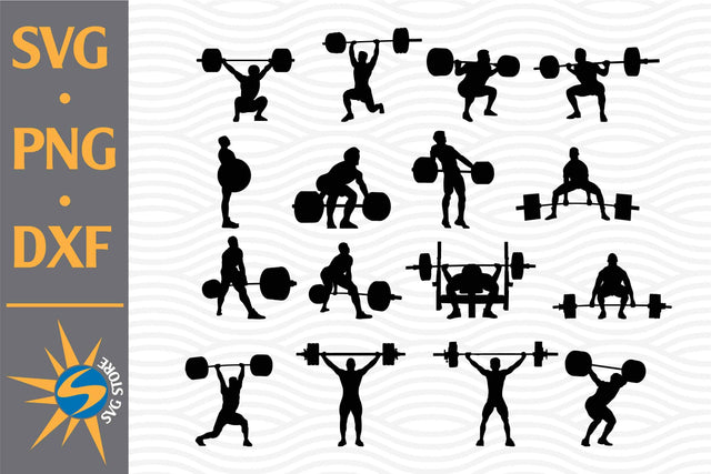 Men Weightlifting Silhouette SVG, PNG, DXF Digital Files Include SVG SVGStoreShop 