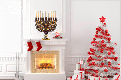 MENORAH, Hanukkah, Multilayer Laser Cut Files, 3D Designs, Mandala SVG LaserCutano 