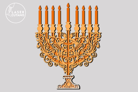 MENORAH, Hanukkah, Multilayer Laser Cut Files, 3D Designs, Mandala SVG LaserCutano 