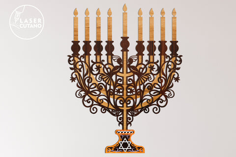MENORAH, Hanukkah, Multilayer Laser Cut Files, 3D Designs, Mandala SVG LaserCutano 