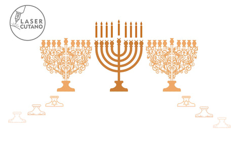 MENORAH, Hanukkah, Multilayer Laser Cut Files, 3D Designs, Mandala SVG LaserCutano 