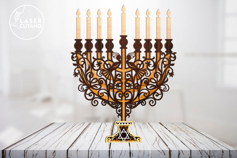 MENORAH, Hanukkah, Multilayer Laser Cut Files, 3D Designs, Mandala SVG LaserCutano 