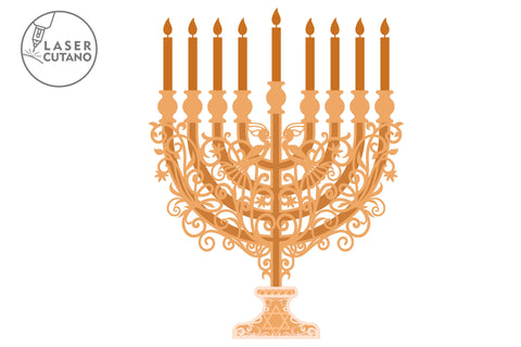 MENORAH, Hanukkah, Multilayer Laser Cut Files, 3D Designs, Mandala SVG LaserCutano 