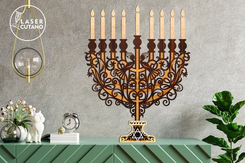 MENORAH, Hanukkah, Multilayer Laser Cut Files, 3D Designs, Mandala SVG LaserCutano 