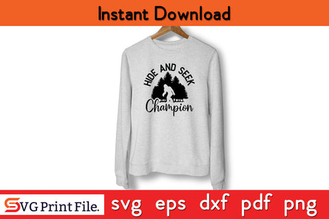 Mens Hide and Seek Champion Funny Bigfoot T-Shirt Design SVG PNG Cut File SVG SVG Print File 