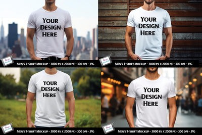 Men's Mockup Bundle | 4 Men's T-shirt Mockups | White Mock Up Photo Stacy's Digital Designs 