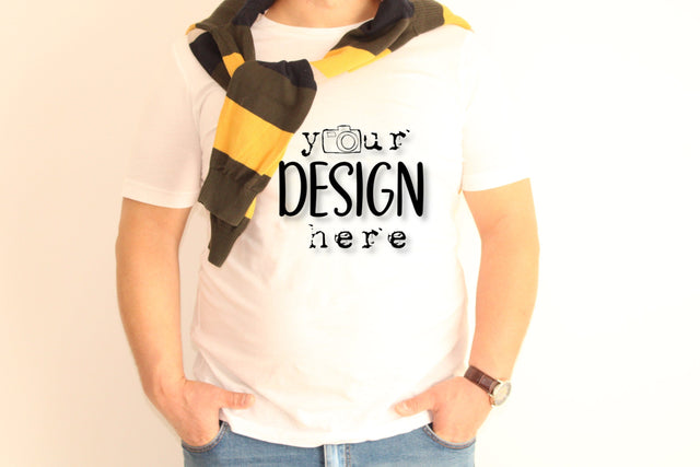 Mens White Tshirt Model, Bella Canvas 3001 Mockup,White T-shirt Mockup, Hanging Shirt Mockup,Model Mockup Shirt, Real Shirt Mockup, Mock up Mock Up Photo ArtStudio 