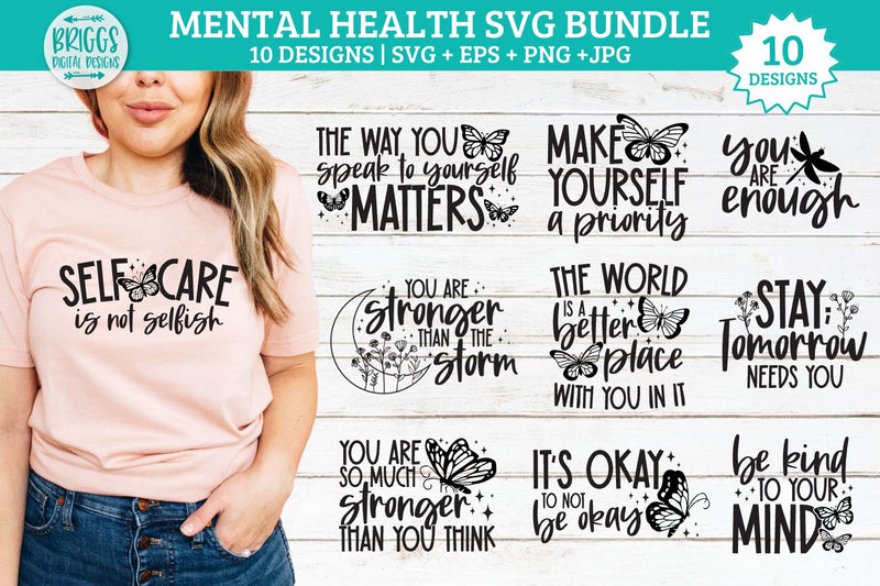 Mental Health SVG Bundle of 10 Designs - So Fontsy