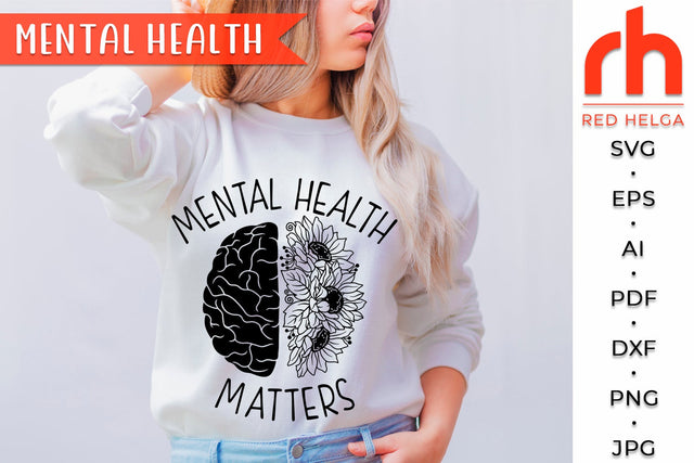 Mental Health Matters SVG - Floral Brain Cut File SVG RedHelgaArt 