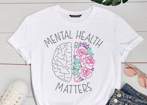 Mental health matters svg - Floral brain svg - Mind health svg SVG RedHelgaArt 