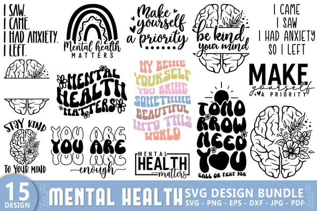 Mental Health Quote SVG Design Bundle SVG FiveStarCrafting 