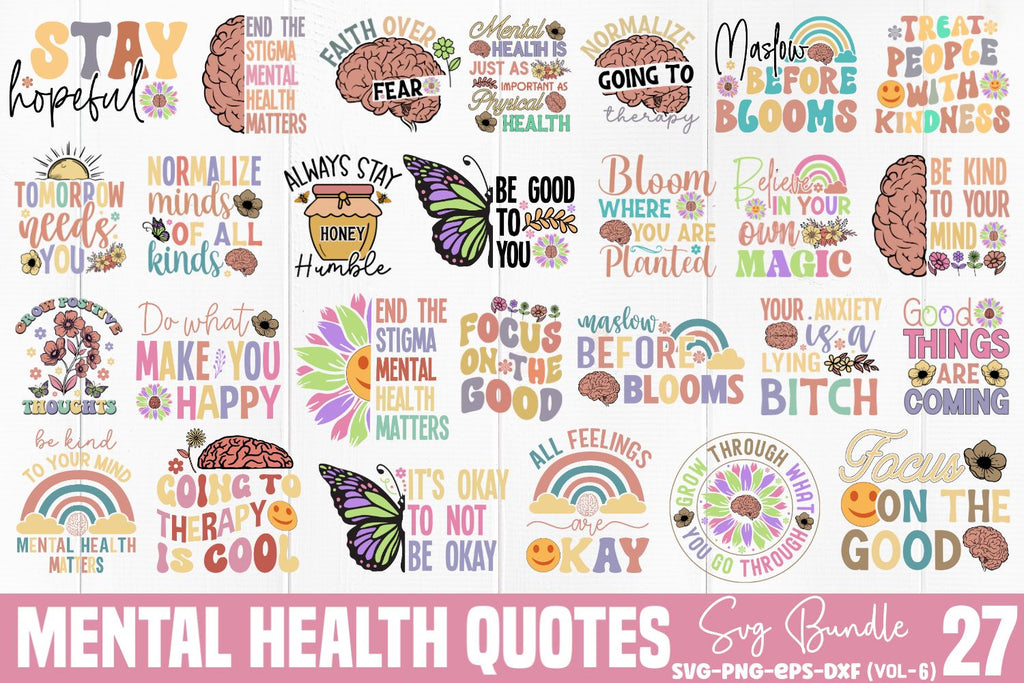 Mental Health Quotes SVG Bundle - So Fontsy