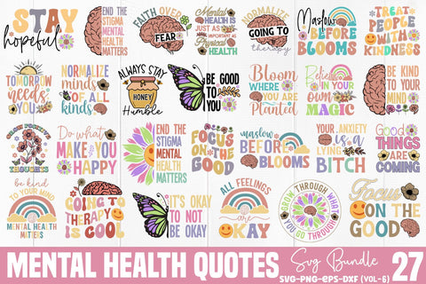 Mental Health Quotes SVG Bundle SVG DESIGNS DARK 