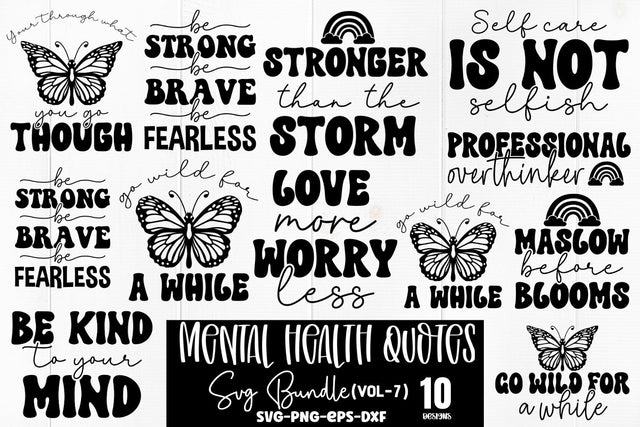 Mental Health Quotes SVG Bundle SVG DESIGNS DARK 