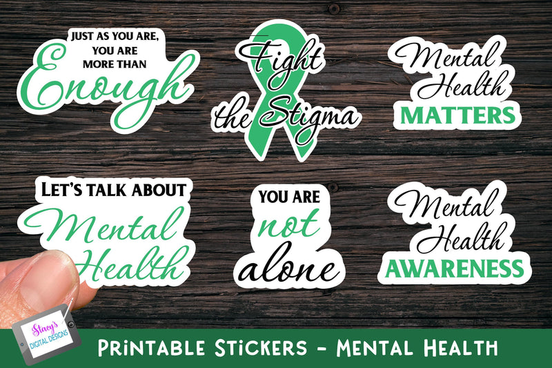 Mental Health Sticker Bundle - 6 Mental Health Stickers SVG Stacy's Digital Designs 