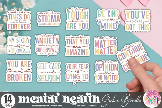 Mental Health Sticker Bundle Sublimation DESIGNS DARK 