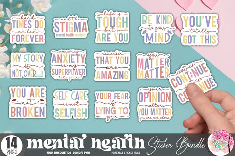 Mental Health Sticker Bundle Sublimation DESIGNS DARK 