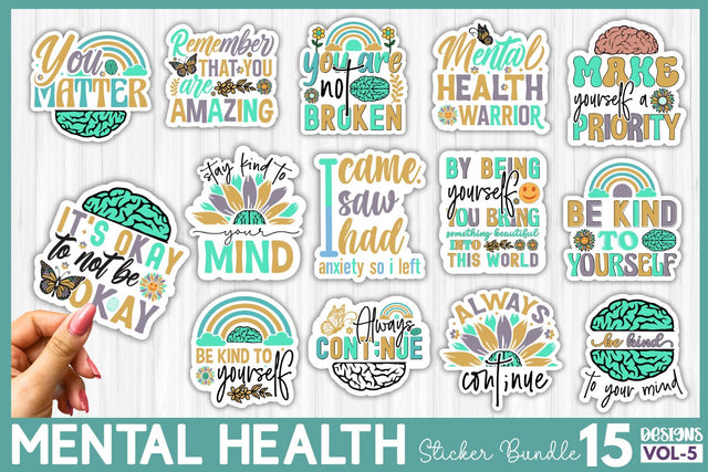 Mental Health Sticker Bundle Sublimation DESIGNS DARK 