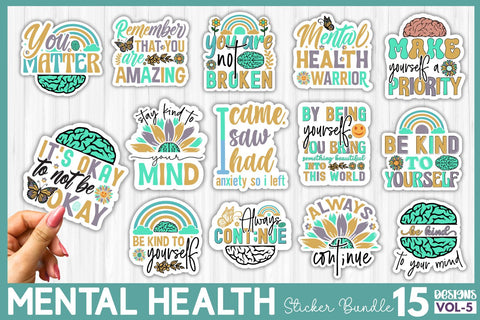 Mental Health Sticker Bundle Sublimation DESIGNS DARK 