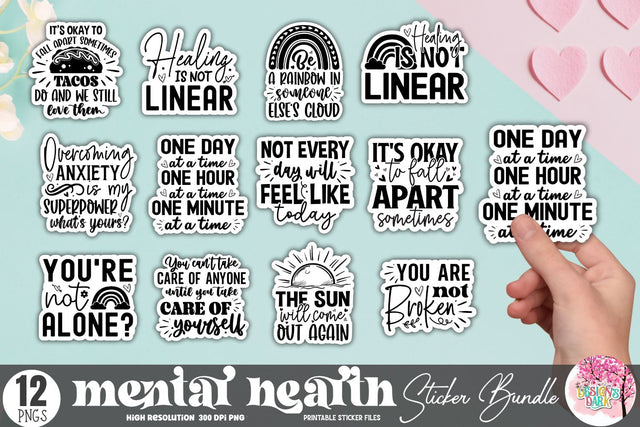 Mental Health Sticker Bundle Sublimation DESIGNS DARK 