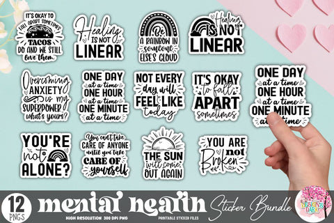 Mental Health Sticker Bundle Sublimation DESIGNS DARK 