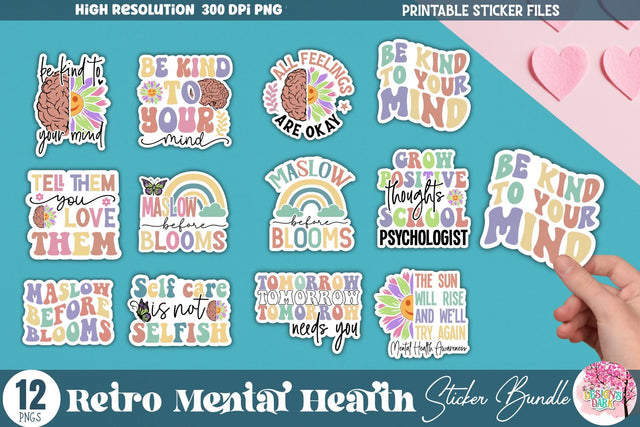 Mental Health Sticker Bundle Sublimation DESIGNS DARK 
