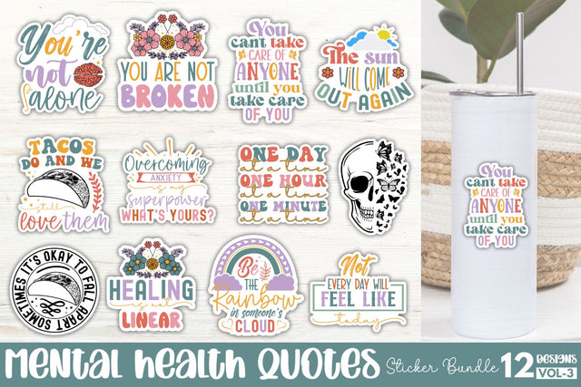 Mental Health Sticker Bundle Sublimation DESIGNS DARK 