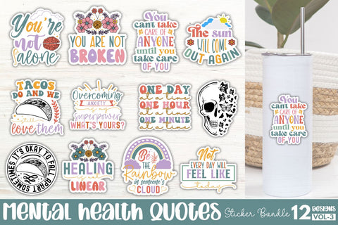 Mental Health Sticker Bundle Sublimation DESIGNS DARK 