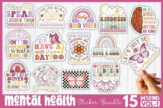 Mental Health Sticker Bundle Sublimation DESIGNS DARK 
