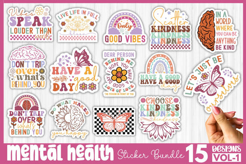 Mental Health Sticker Bundle Sublimation DESIGNS DARK 
