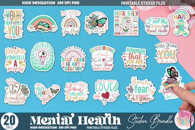 Mental Health Sticker Bundle Sublimation DESIGNS DARK 