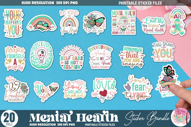 Mental Health Sticker Bundle Sublimation DESIGNS DARK 